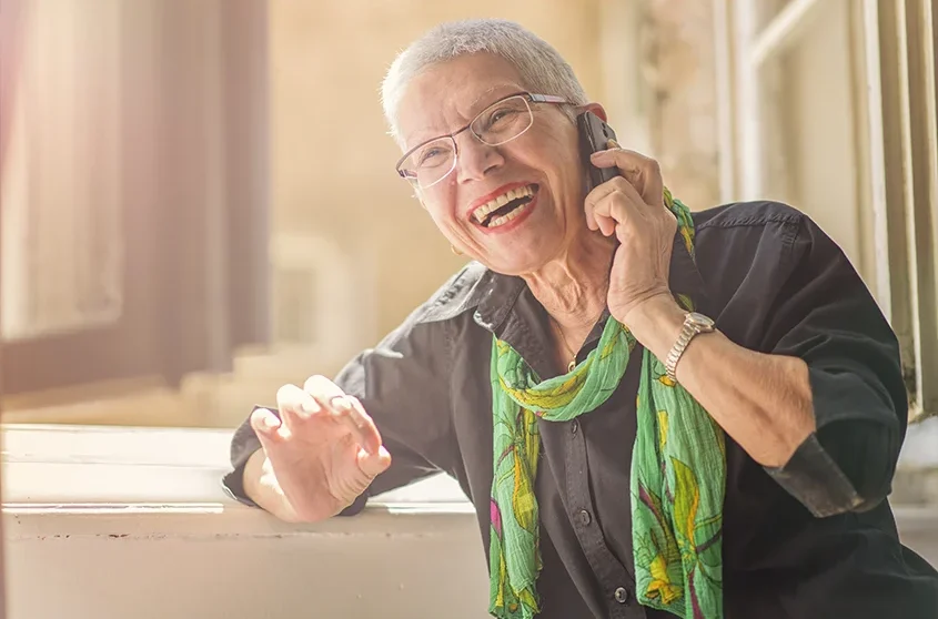 Older woman on the phone