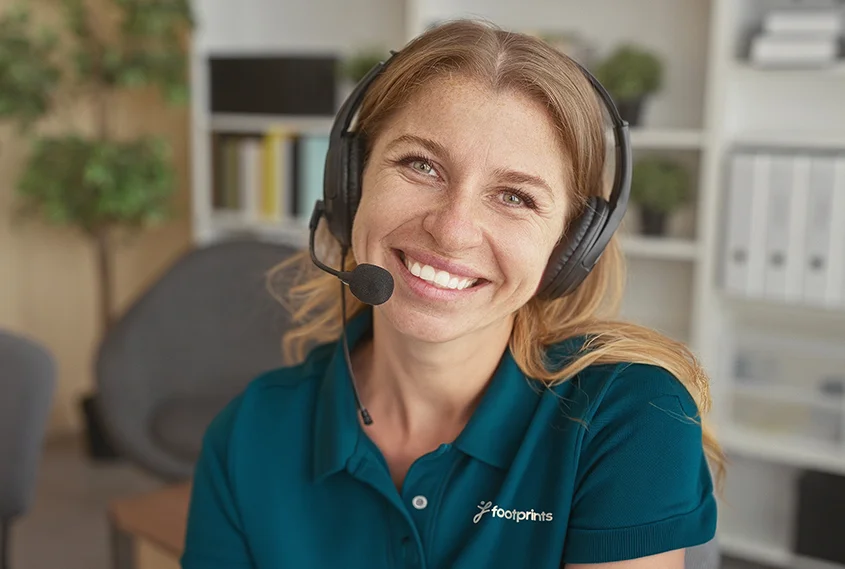 Happy footprints support technician