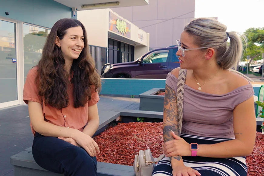 two women chatting