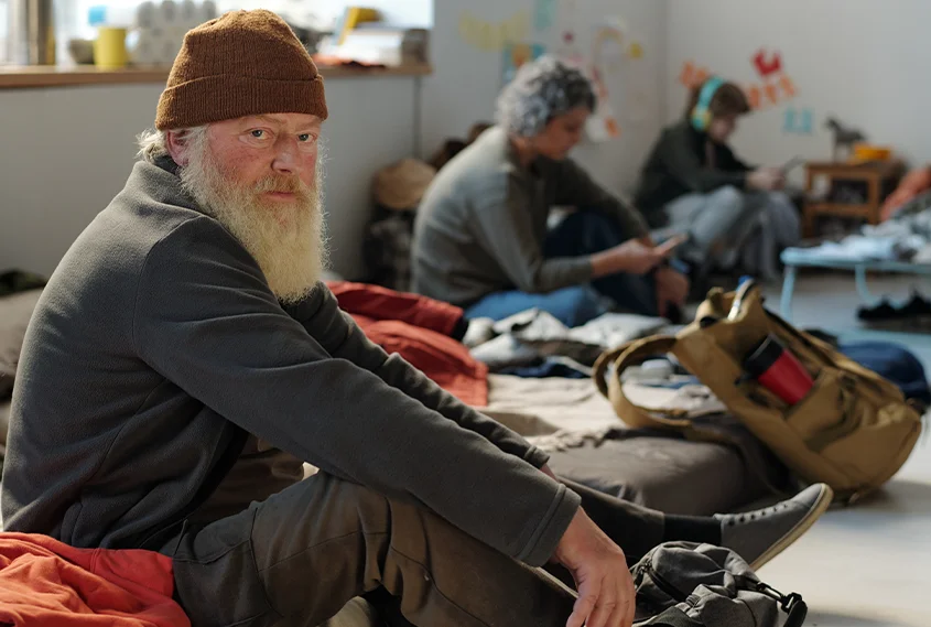 People sitting in the recover center